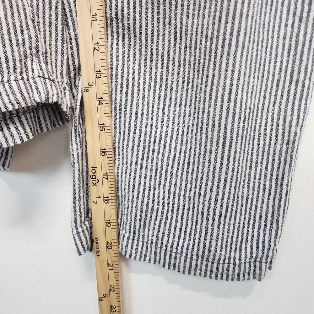 Old Navy Wide Leg Crop Jumpsuit Size S Striped Linen Blend Long Sleeve Tie Waist - Picture 12 of 15